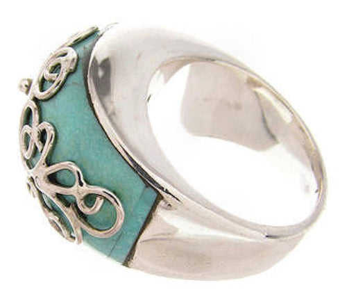 Silver Turquoise Jewelry Southwestern Ring Size 4-3/4 YS61070