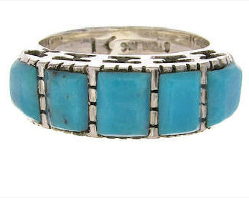 Southwest Turquoise Silver Jewelry Ring Size 4-3/4 MW63928