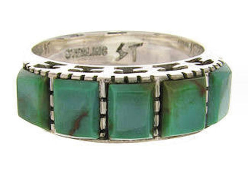 Southwest Turquoise Silver Jewelry Ring Size 7-3/4 MW64037