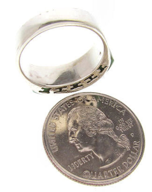 Southwest Turquoise Silver Jewelry Ring Size 7-3/4 MW64037