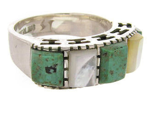 Turquoise Mother Of Pearl Southwest Silver Ring Size 4-3/4 MW64080