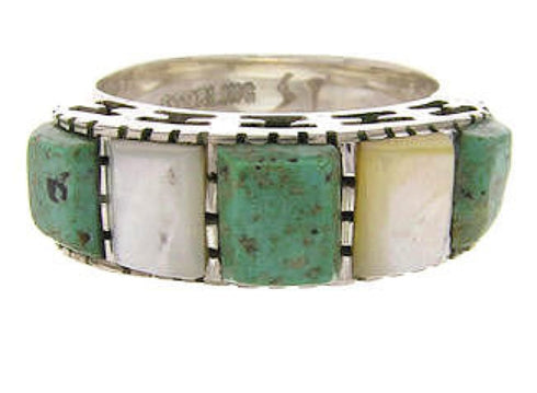 Turquoise Mother Of Pearl Southwest Silver Ring Size 4-3/4 MW64080