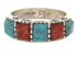 Turquoise Apple Coral Southwest Silver Ring Size 5-1/4 MW64257