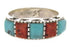 Turquoise Apple Coral Sterling Silver Jewelry Ring Size 8-1/4 MW64277