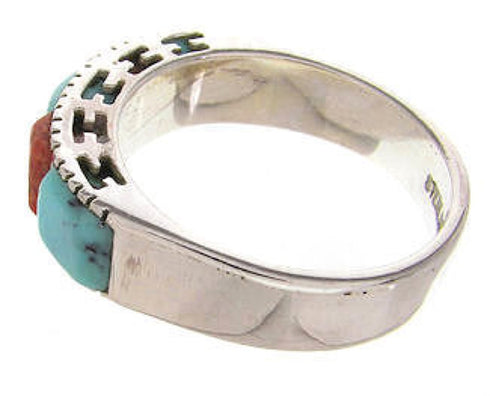 Turquoise Apple Coral Sterling Silver Jewelry Ring Size 8-1/4 MW64277