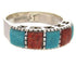 Apple Coral Turquoise Southwest Silver Jewelry Ring Size 5-3/4 MW64301