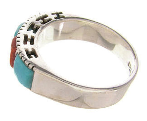 Apple Coral Turquoise Southwest Silver Jewelry Ring Size 5-3/4 MW64301
