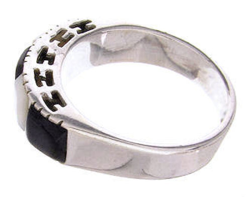 Mother Of Pearl Jet Silver Ring Size 5-3/4 MW64243