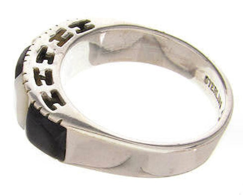 Mother Of Pearl Jet Sterling Silver Ring Size 4-3/4 MW64225
