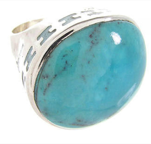 Sterling Silver Turquoise Inlay Ring Size 4-1/2 OS59703