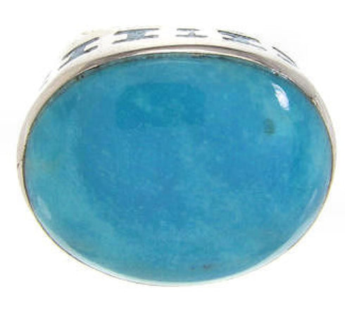 Turquoise Inlay Genuine Sterling Silver Ring Size 5-3/4 OS59750