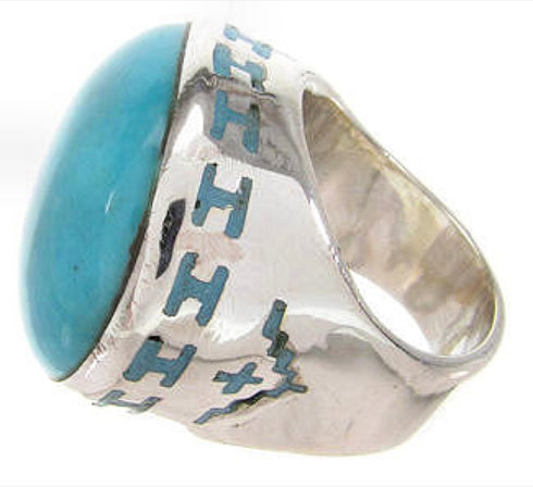 Southwest Sterling Silver Turquoise Ring Size 4-1/2 OS59770