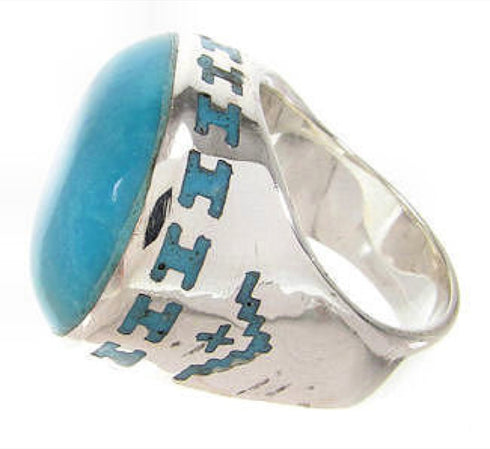 Turquoise Inlay Sterling Silver Ring Size 5-3/4 OS59787