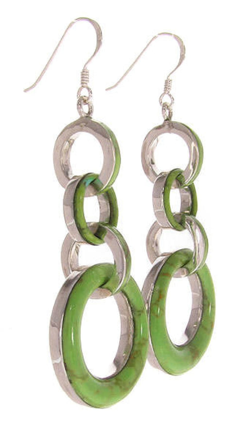 Gaspeite And Silver Hook Dangle Earrings IS59765