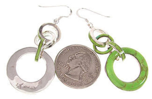 Gaspeite And Silver Hook Dangle Earrings IS59765