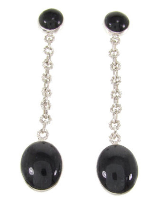 Southwest Sterling Silver Genuine Jet Earrings BW62465