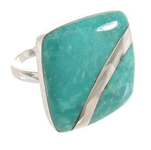 Southwest Turquoise Silver Jewelry Ring Size 5-3/4 MW63753
