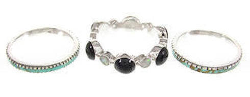 Silver Southwest Multicolor Stackable Ring Set Size 6-1/4 BW64021