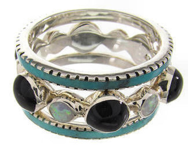 Southwest Multicolor Silver Stackable Ring Set Size 7-3/4 BW64068