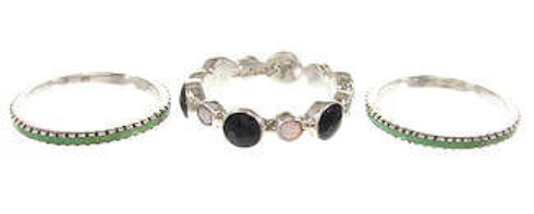 Southwest Silver Multicolor Stackable Ring Set Size 7-3/4 BW64295