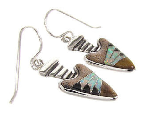 Southwestern Sterling Silver Multicolor Jewelry Hook Earrings YS61277