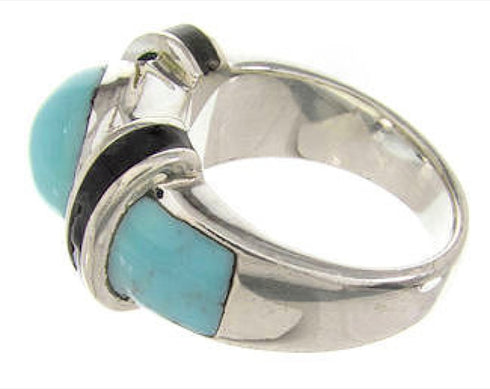 Turquoise And Jet Southwestern Jewelry Ring Size 5-1/2 BW62656