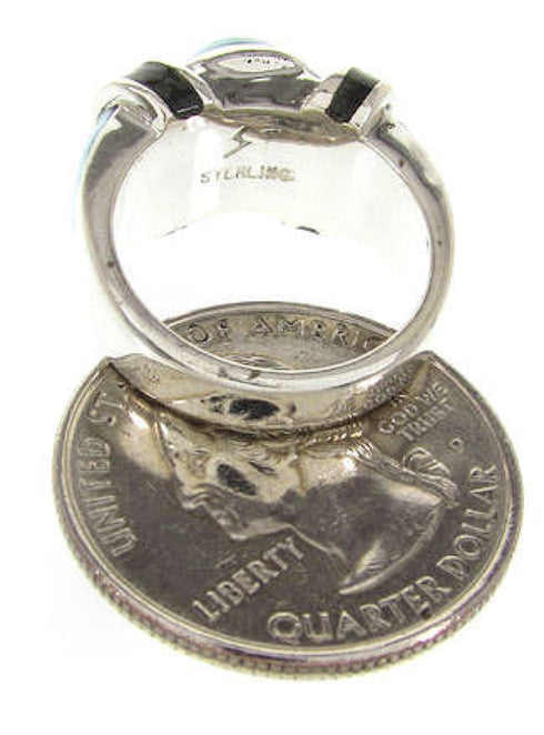 Turquoise And Jet Southwestern Jewelry Ring Size 5-1/2 BW62656