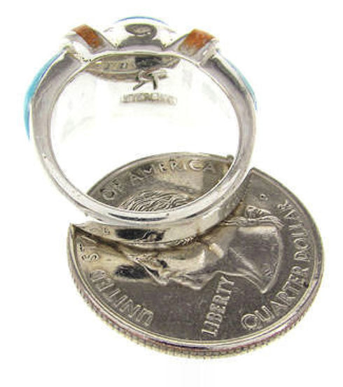 Southwestern Turquoise And Apple Coral Jewelry Ring Size 5-1/4 BW62728