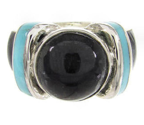 Turquoise And Jet Southwest Jewelry Ring Size 4-3/4 BW62774