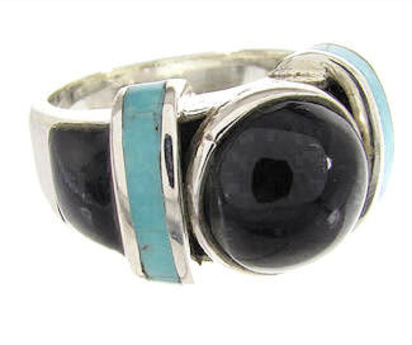 Turquoise And Jet Southwest Jewelry Ring Size 5-1/4 BW62788
