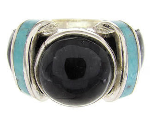 Turquoise And Jet Southwest Jewelry Ring Size 5-1/4 BW62788