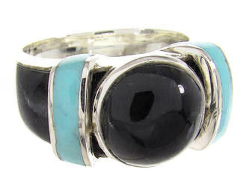 SouthwestTurquoise And Jet Ring Jewelry Size 8-1/4 BW62802