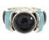 Southwestern Turquoise And Jet Ring Jewelry Size 7-3/4 BW62819