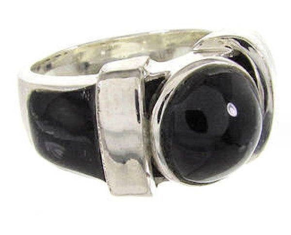 Genuine Sterling Silver And Jet Ring Size 8-1/4 BW62881