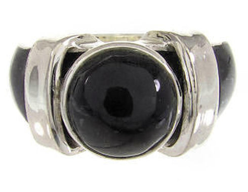 Genuine Sterling Silver And Jet Southwestern Ring Size 6-3/4 BW62903