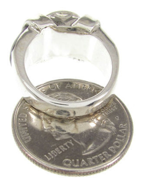 Genuine Sterling Silver And Jet Ring Size 8-1/4 BW62881