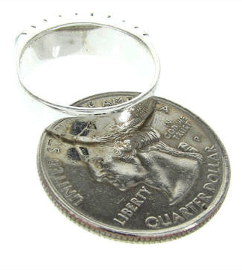 Southwestern Sterling Silver Turquoise Inlay Ring Size 6-3/4 CW63630