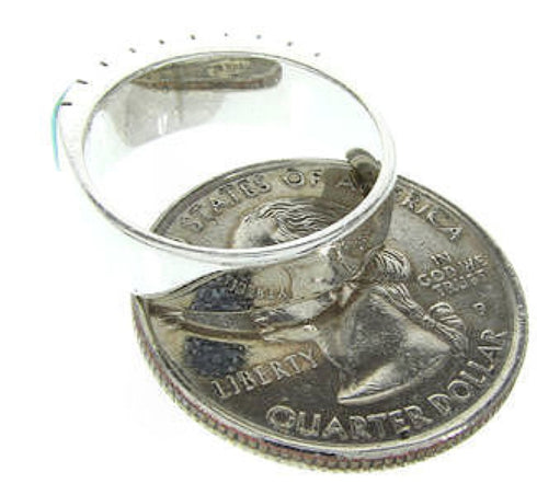 Turquoise Inlay Southwestern Sterling Silver Ring Size 8-1/2 CW63637