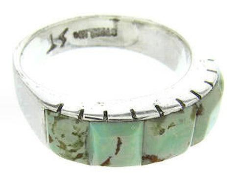 Silver Turquoise Inlay Southwestern Ring Size 6-3/4 CW63645
