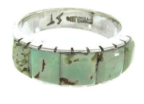 Silver Turquoise Inlay Southwestern Ring Size 6-3/4 CW63645