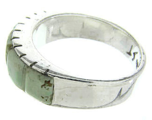 Silver Turquoise Inlay Southwestern Ring Size 6-3/4 CW63645