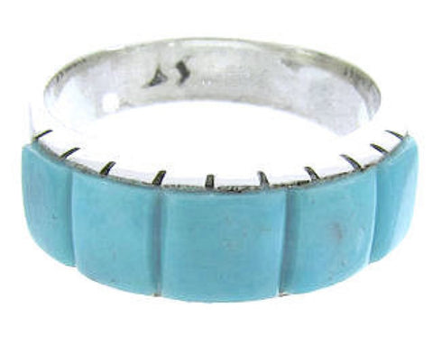 Southwestern Silver And Turquoise Ring Size 7-3/4 CW63679