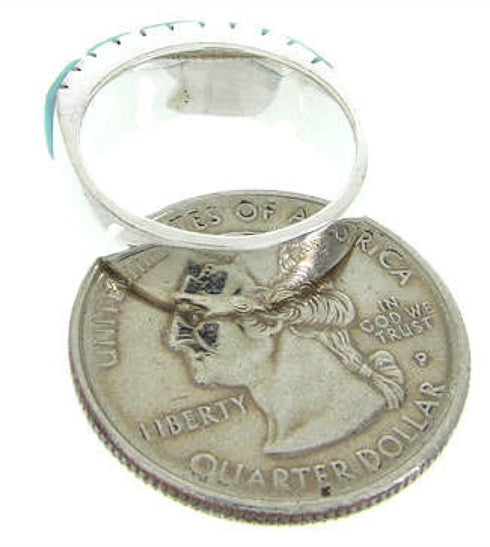Silver And Turquoise Inlay Ring Size 6-1/2 CW63680