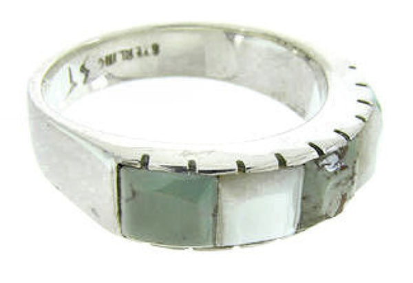 Mother Of Pearl Turquoise Sterling Silver Ring Size 8-1/2 AW63634