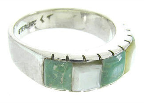 Turquoise Mother Of Pearl Sterling Silver Ring Size 7-1/2 AW63641