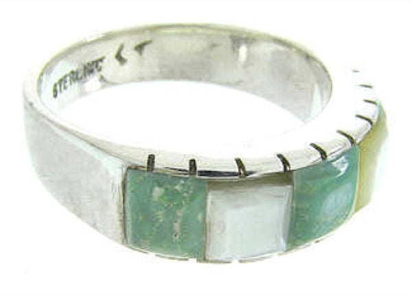 Turquoise Mother Of Pearl Sterling Silver Ring Size 7-1/2 AW63641