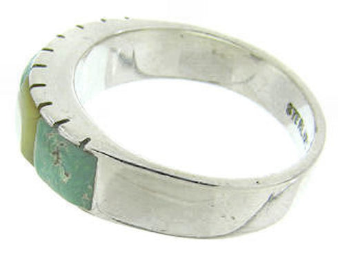 Turquoise Mother Of Pearl Sterling Silver Ring Size 7-1/2 AW63641