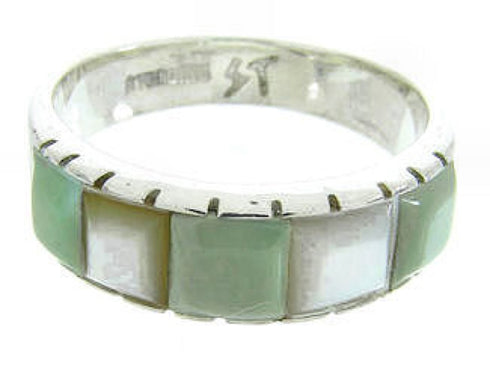 Southwestern Turquoise Mother Of Pearl Inlay Ring Size 8-1/2 AW63651