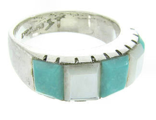 Southwest Turquoise Mother Of Pearl Inlay Ring Size 4-3/4 AW63667