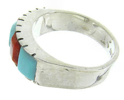 Apple Coral And Turquoise Southwestern Inlay Ring Size 5-1/2 AW63695